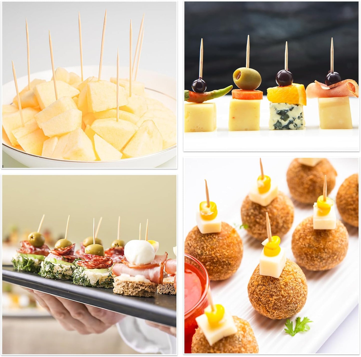 1000 Count Bamboo Toothpicks Barbecue, Fruits And Teeth Cleaning - Round Double-Pointed Wooden Toothpicks, For Appetizers,Olives