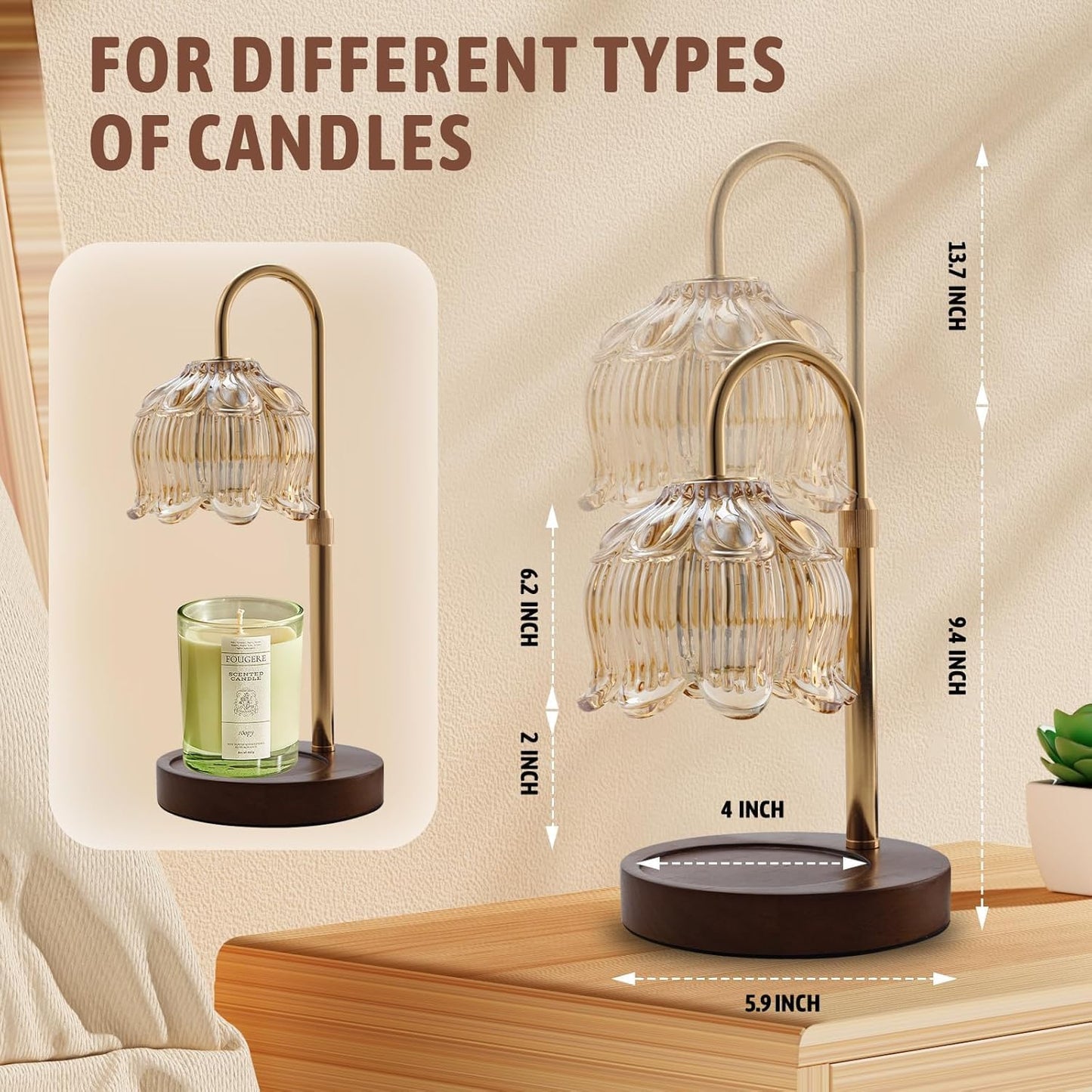 GEEZO Fragrance Candle Warmer Lamp,Electric Candle Warmer with Timer &