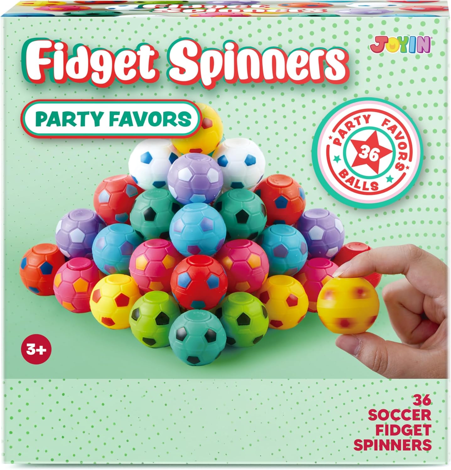 JOYIN 36 Pack Soccer Fidget Spinners for Kids, Soccer Party Favors, Fidget Toys Bulk, Stress Balls, Easter Egg Fillers Goodie Bag Stuffers for Birthday Party, Treasure Box for Classroom