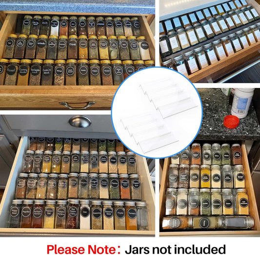 MIUKAA Clear Acrylic Spice Drawer Organizer, 4 Tier- 2 Set Expandable