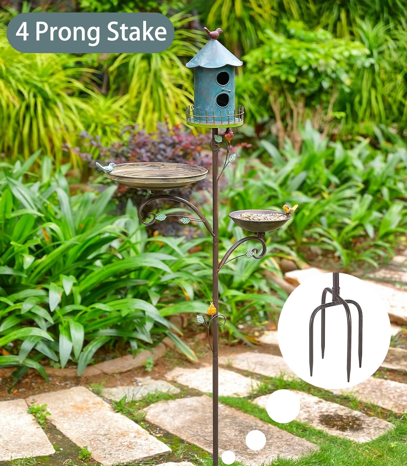 Metal Bird Bath Feeder and Houses for Outdoors, Birdbaths for Outside