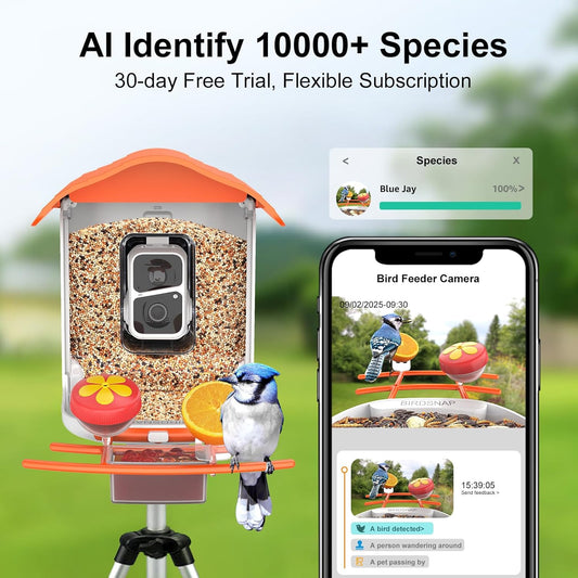 birdsnap® PAV-Bird Feeder with Camera,2K HD with 64GB Card, AI Identify Smart Bird House Cam Solar Panel,Live Stream,Motion Detection,Auto Record Video for Backyard Outdoors,Ideal Gift for Bird Lover