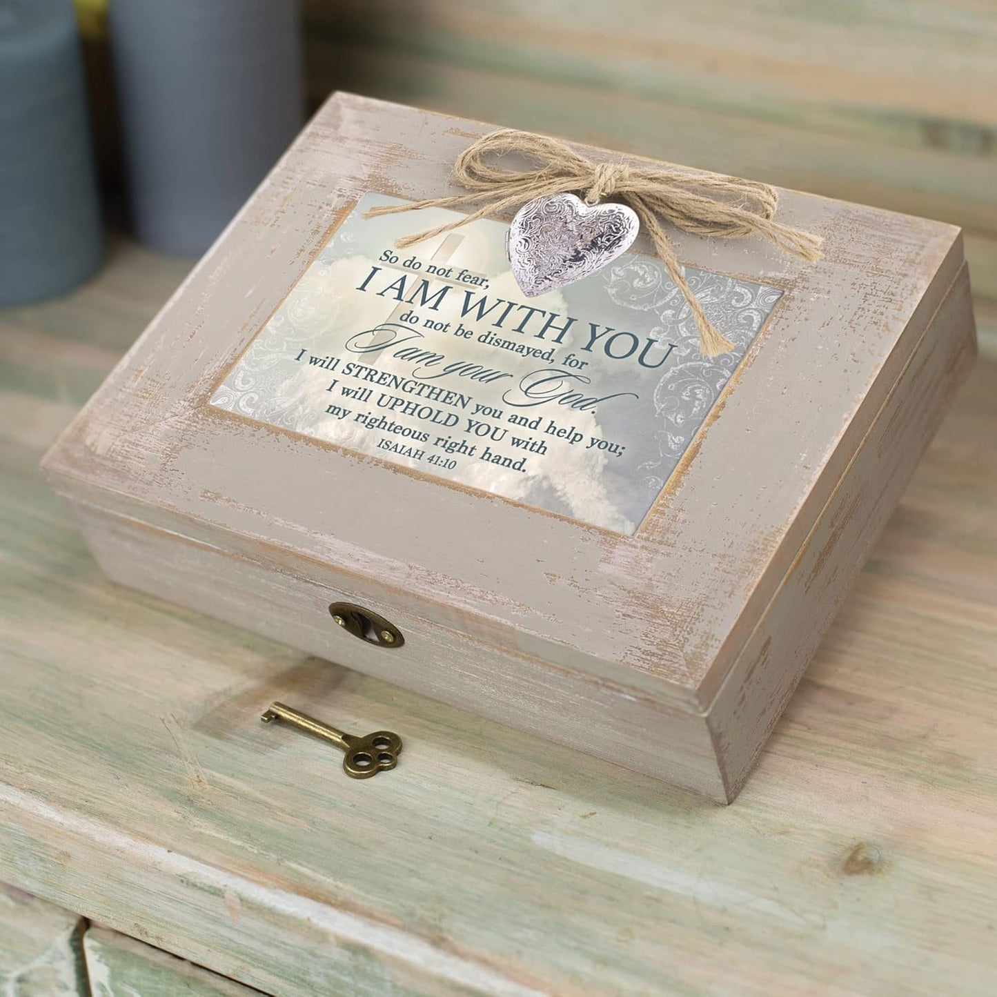Cottage Garden Do Not Fear I Am with You Natural Taupe Wood Locket Mus