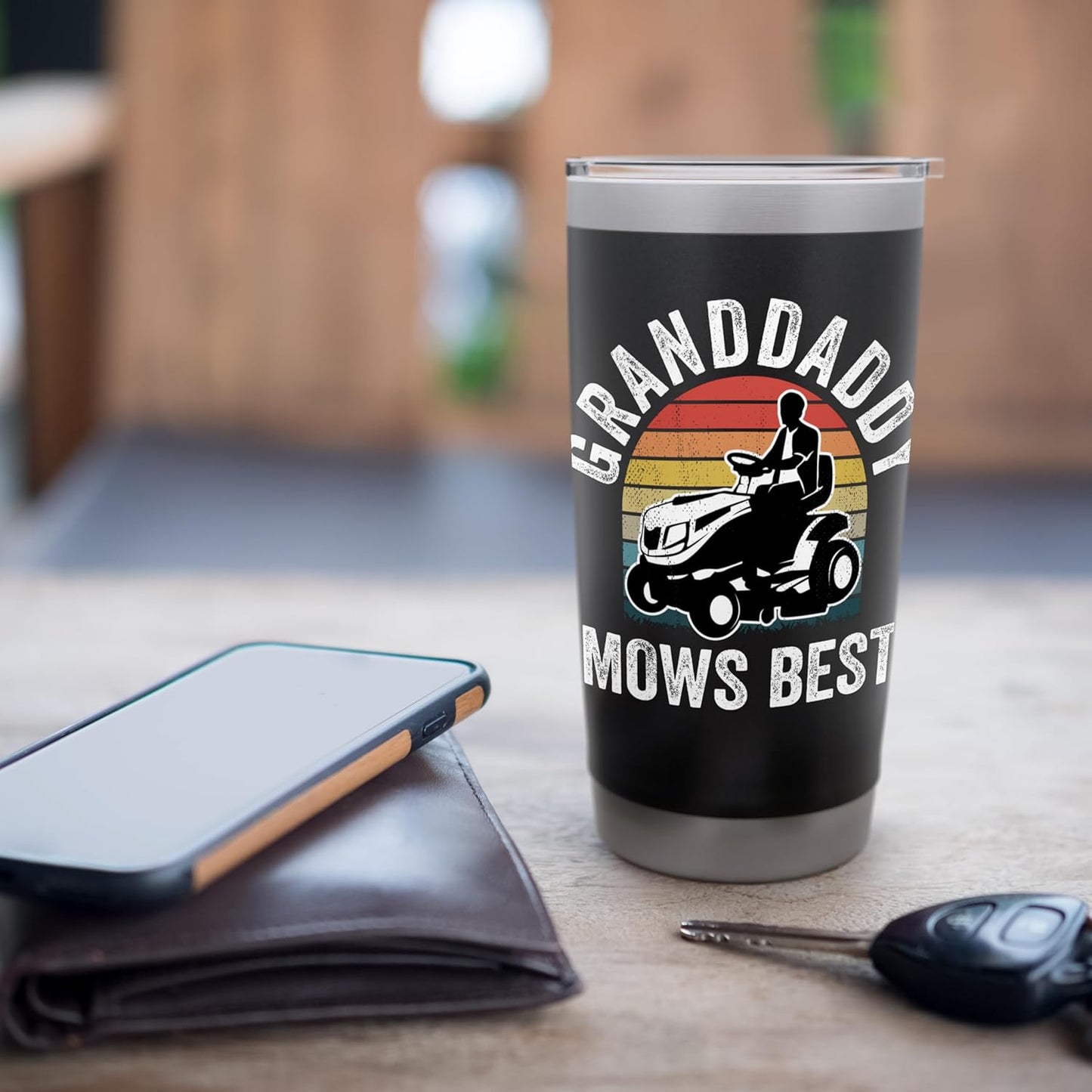 Granddaddy Mows Best Funny Gardener Lawn Care Father's Day Stainless Steel Insulated Tumbler