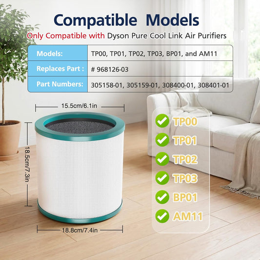 TP01 HEPA Filter Replacement Compatible Only with Dyson Tower Purifier