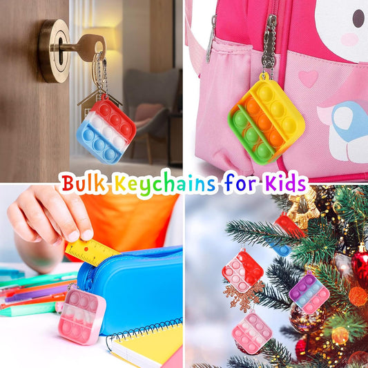 Kids Party Favors Fidget Toys Bulk 30 Pack Mini Pop Fidget Keychain Its Birthday Party Favors for Kids 4-8,8-12 Small Classroom Prizes It Student Gifts for Students Easter Basket Stuffers for Kids