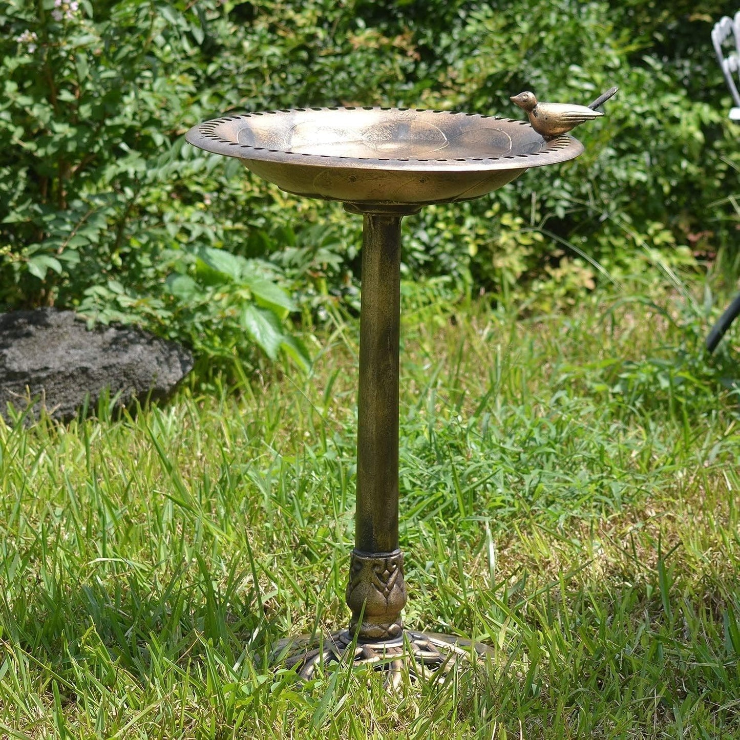 Outdoor Bird Bath, 28" Water Feeder Rustic Resin Bird Bath, Lightweight Birdbaths for The Garden (Copper)