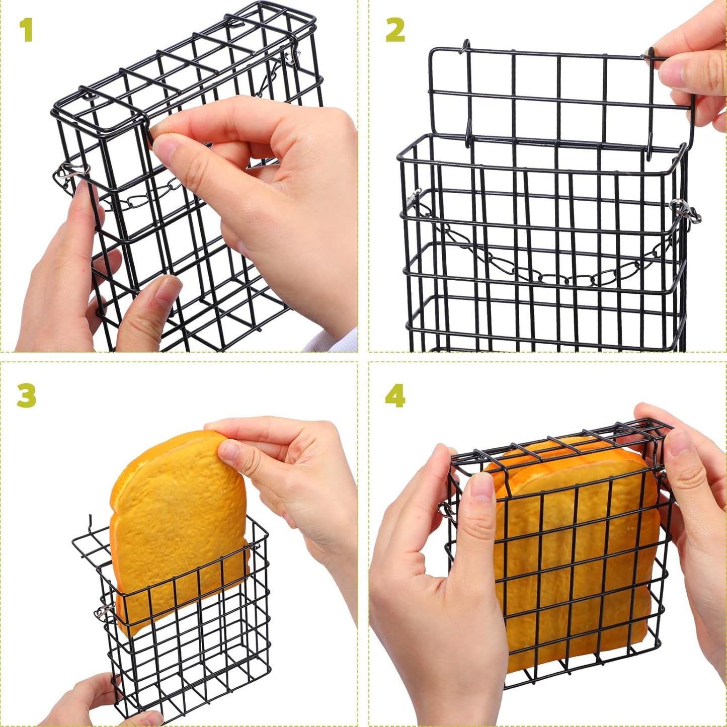 6 Pack Suet Bird Feeders, Outdoor Hanging Metal Cage for Wild Birds, S