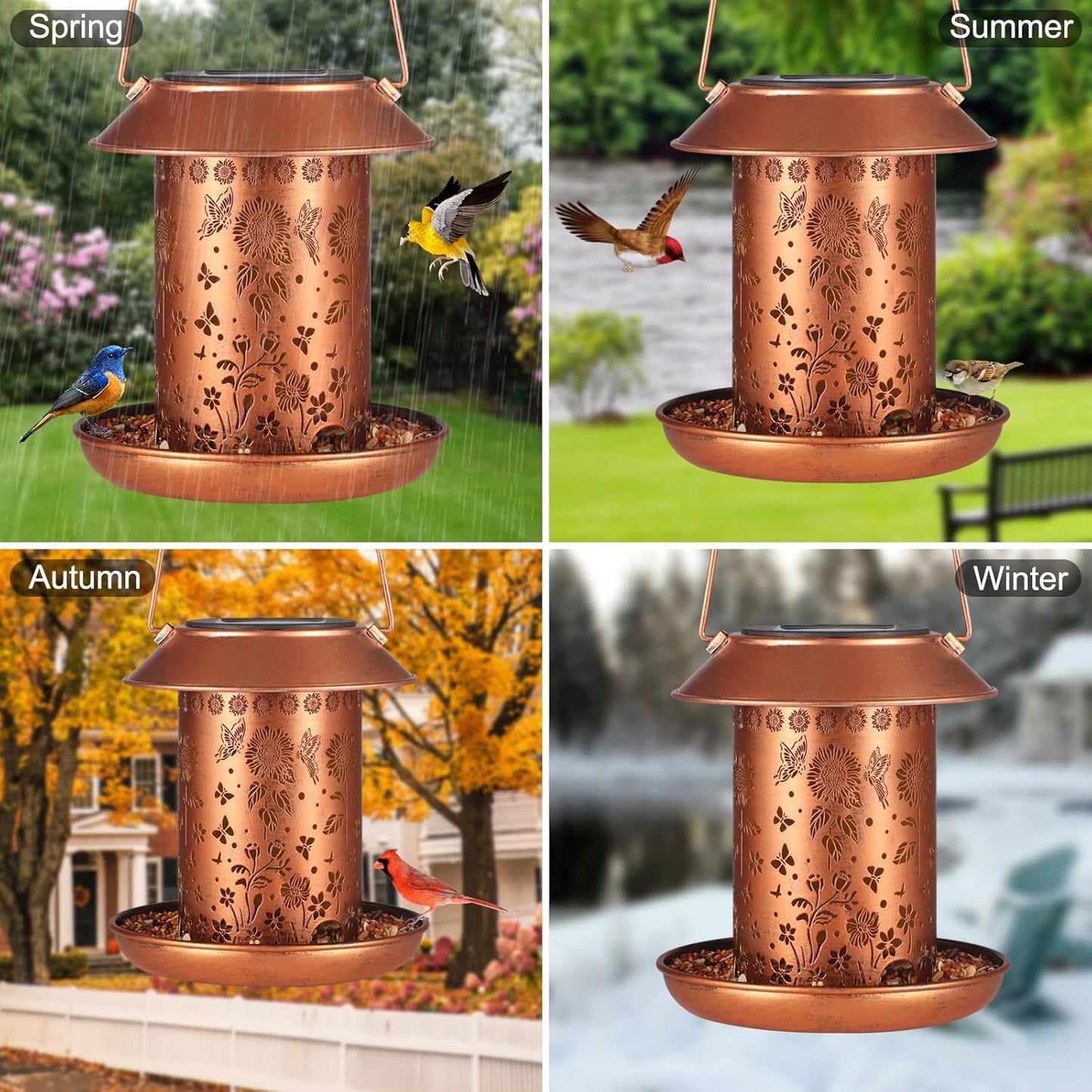 Sunflower Solar Bird Feeder for Outdoors Hanging Solar Lanterns Waterp