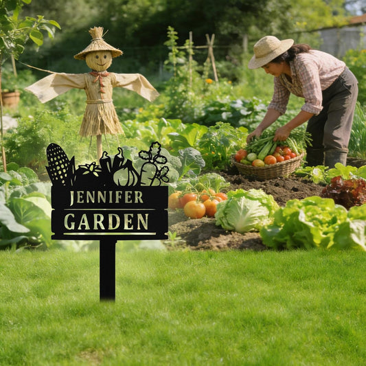Custom Metal Vegetable Garden Signs with Stake, Personalized Garden Signs for Outside, Customized Name Sign Outoor Yard Lawn Gardening Gifts for Grandmas Moms Gardeners