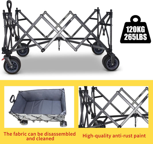 TMZ Collapsible Wagon 445L Extra Large Outdoor Utility Cart, Heavy Dut