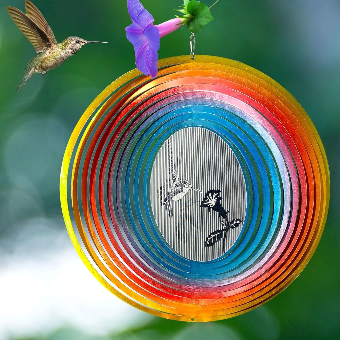 3D Animations Hummingbird Wind Spinner for Yard and Garden,12In Metal Wind Spinners Hummingbird Gift for Women Mom Grandma Wife,Outdoor Garden Decor Hanging Kinetic Yard Art Wind Sculpture