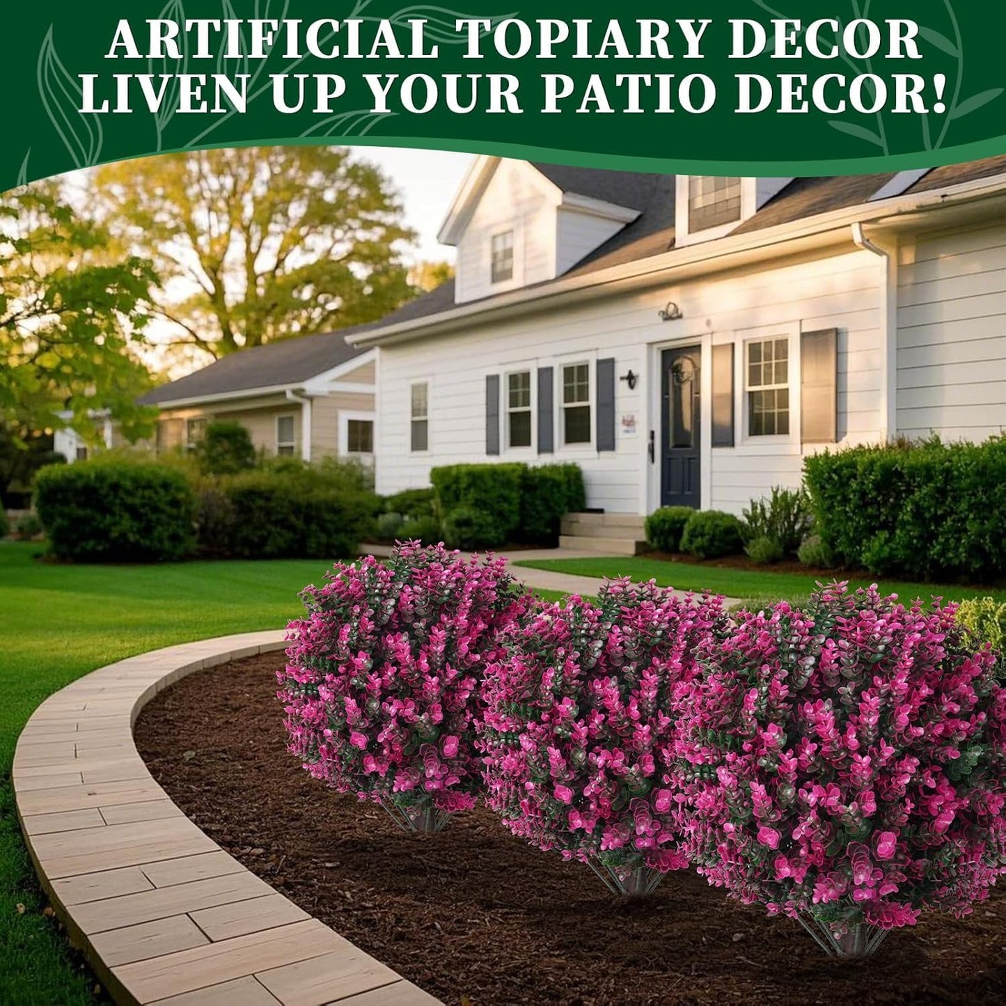 Set of 2 Artificial Rose Boxwood Topiary Eucalyptus (with Ground Spike