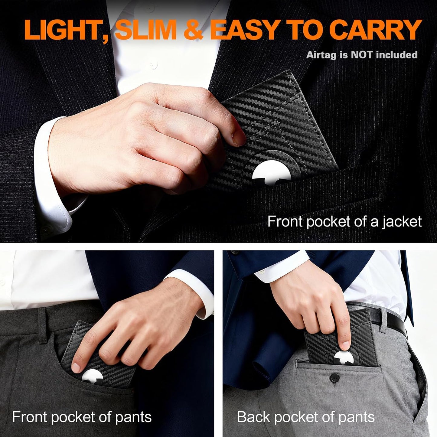 Wallet for Men Slim RFID Blocking Bifold Carbon Fiber,Minimalist Small