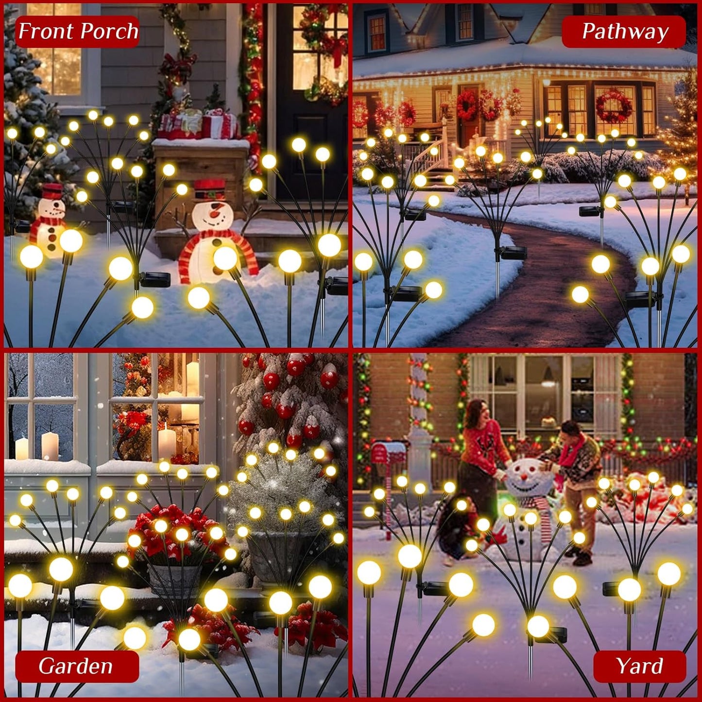 Solar Garden Lights Outdoor, 4 Pack Firefly Swaying Lights, Waterproof
