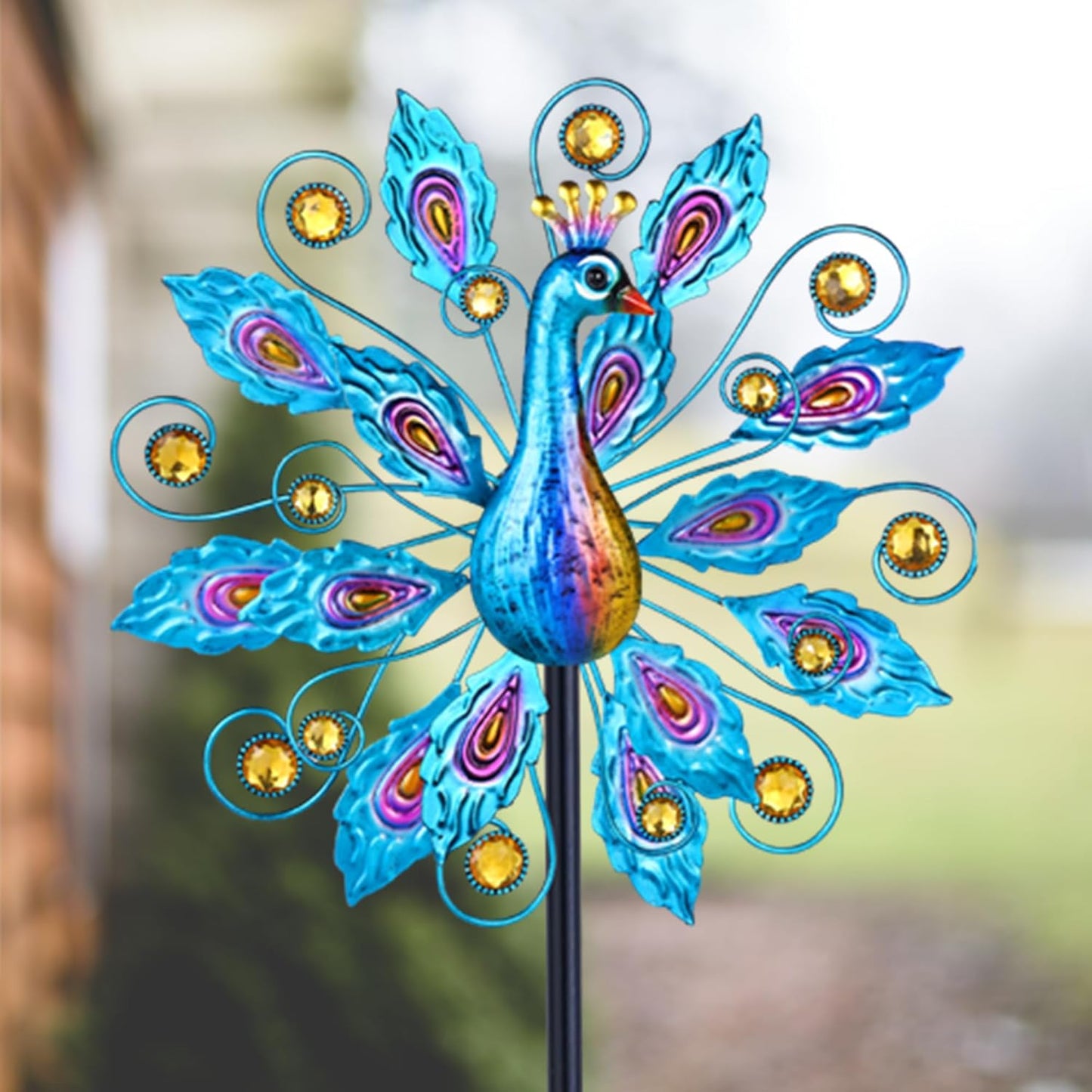 Wind Spinner for Yard and Garden Peacock Windmill Outdoor Metal Kinetic Art Wind Sculpture for Yard Patio Lawn Decoration 55 Inch,Gifts for Women
