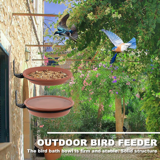 2pcs Bird Feeder Wall Mounted, Bird Feeding Tray Water Bath Bowl Installed On Wooden Fences, Trees, Walls, Foldable 90 Degrees