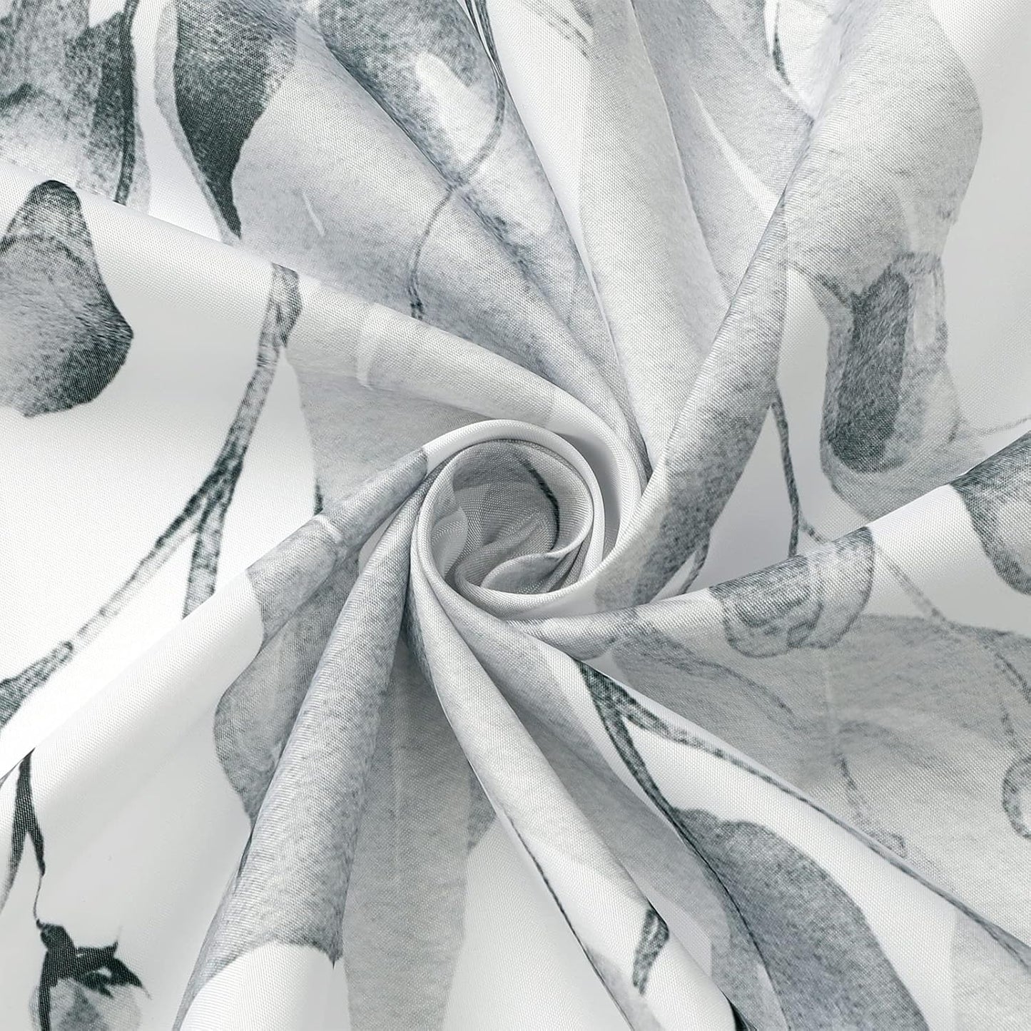 Gibelle Grey Eucalyptus Shower Curtain, Watercolor Plant Leaves with Floral Bathroom Shower Curtain Set, Gray White, 72x72