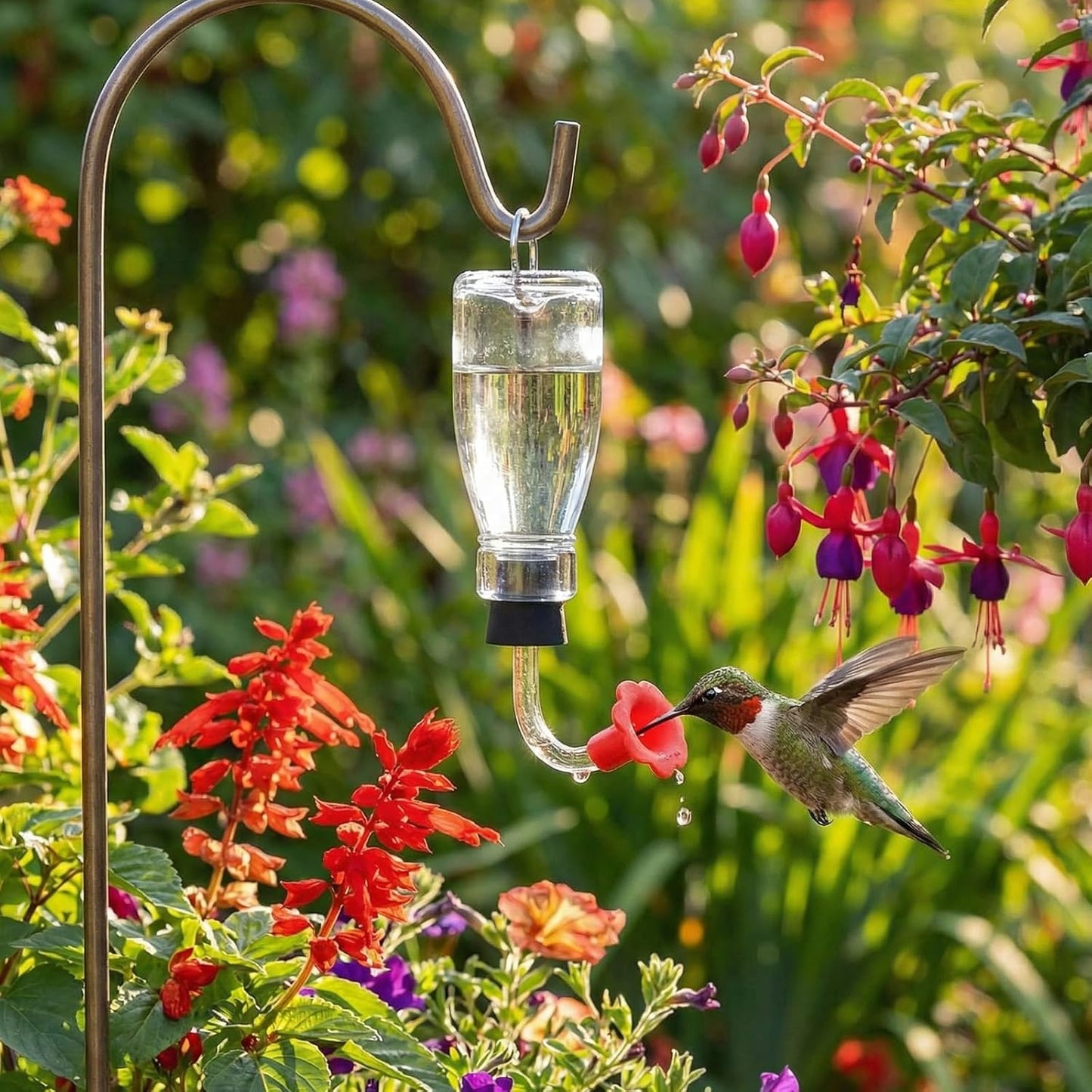 Baderke Hummingbird Feeder Tube with Stopper Handheld Bird Feeder Replacement Parts Drip Resistant Tip Silicone Flowers for Wine Bottle Outdoor Bird Feeders(2 Pcs,Black)