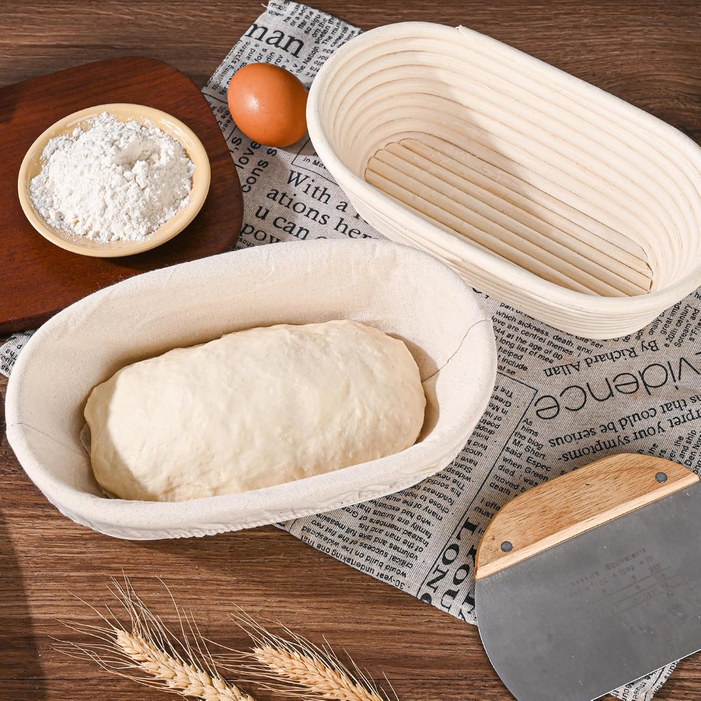 "Saint Germain Bakery Premium Round Bread Banneton Basket with Liner -