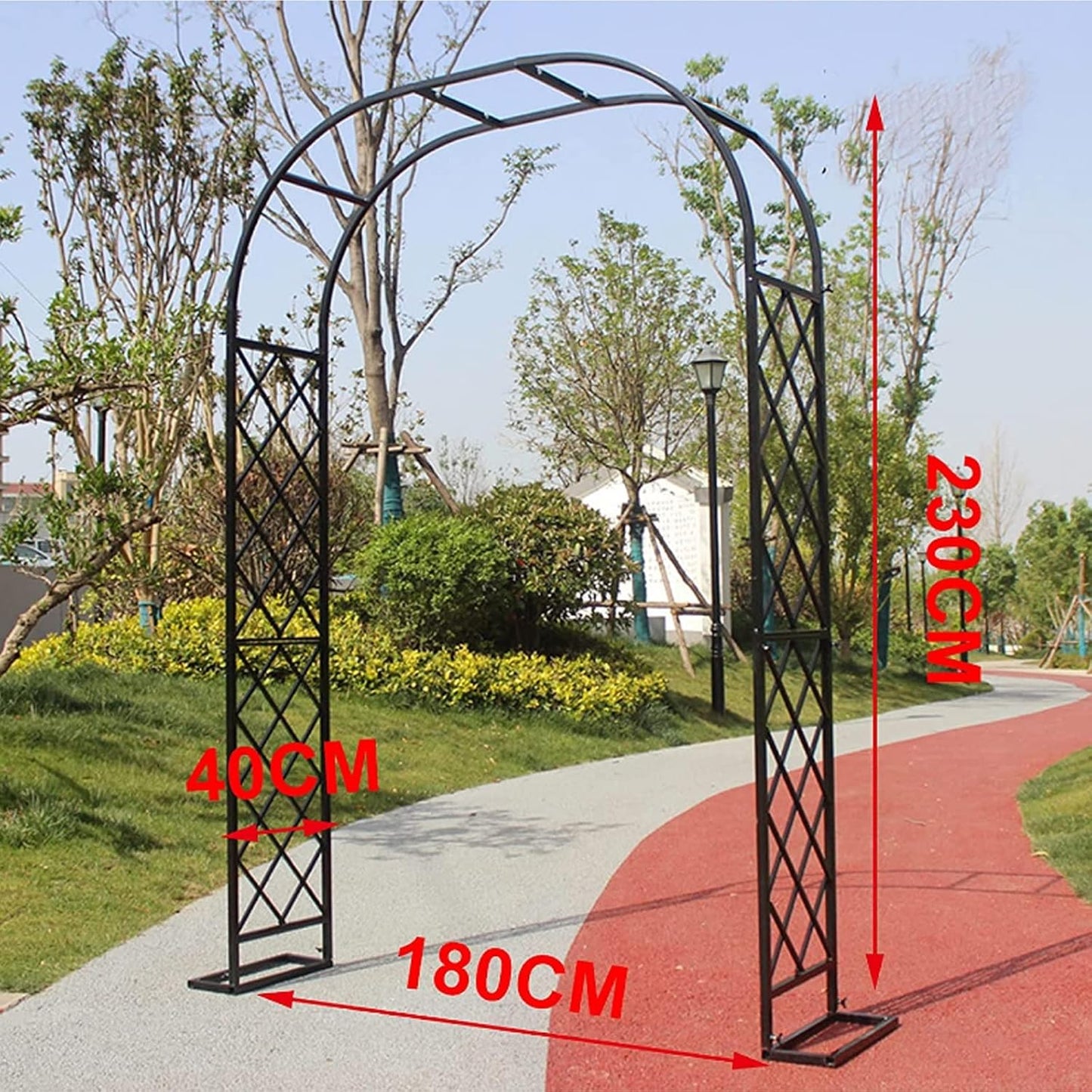 Heavy Duty Garden Arch 2.3M Metal Trellis for Climbing Plants, Vines & Roses - Durable Outdoor Support Structure for Lawn, Backyard, Patio & Weddings (Green, 180x40x230c