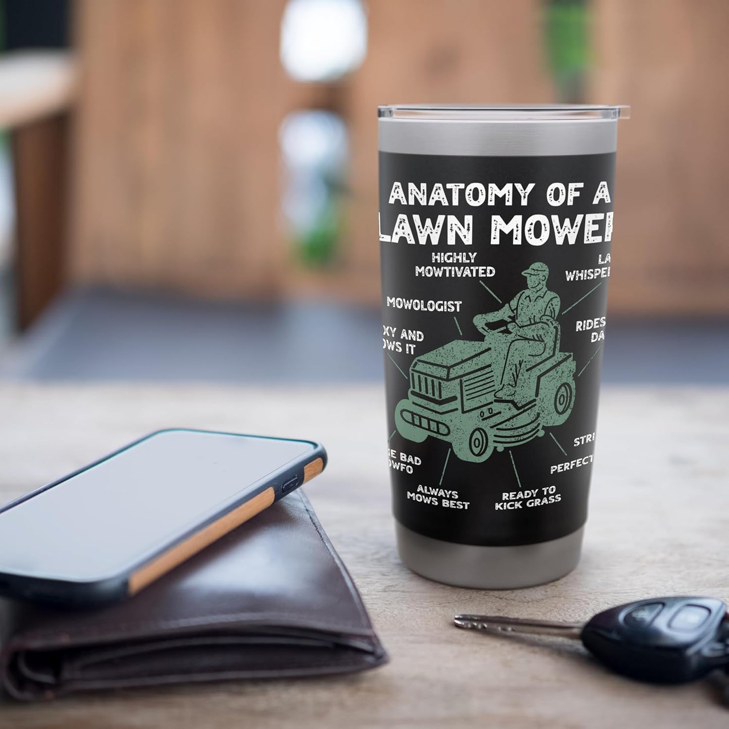 Anatomy of a Lawn Mower Retro Mowing Lawn Men Dad Stainless Steel Insulated Tumbler