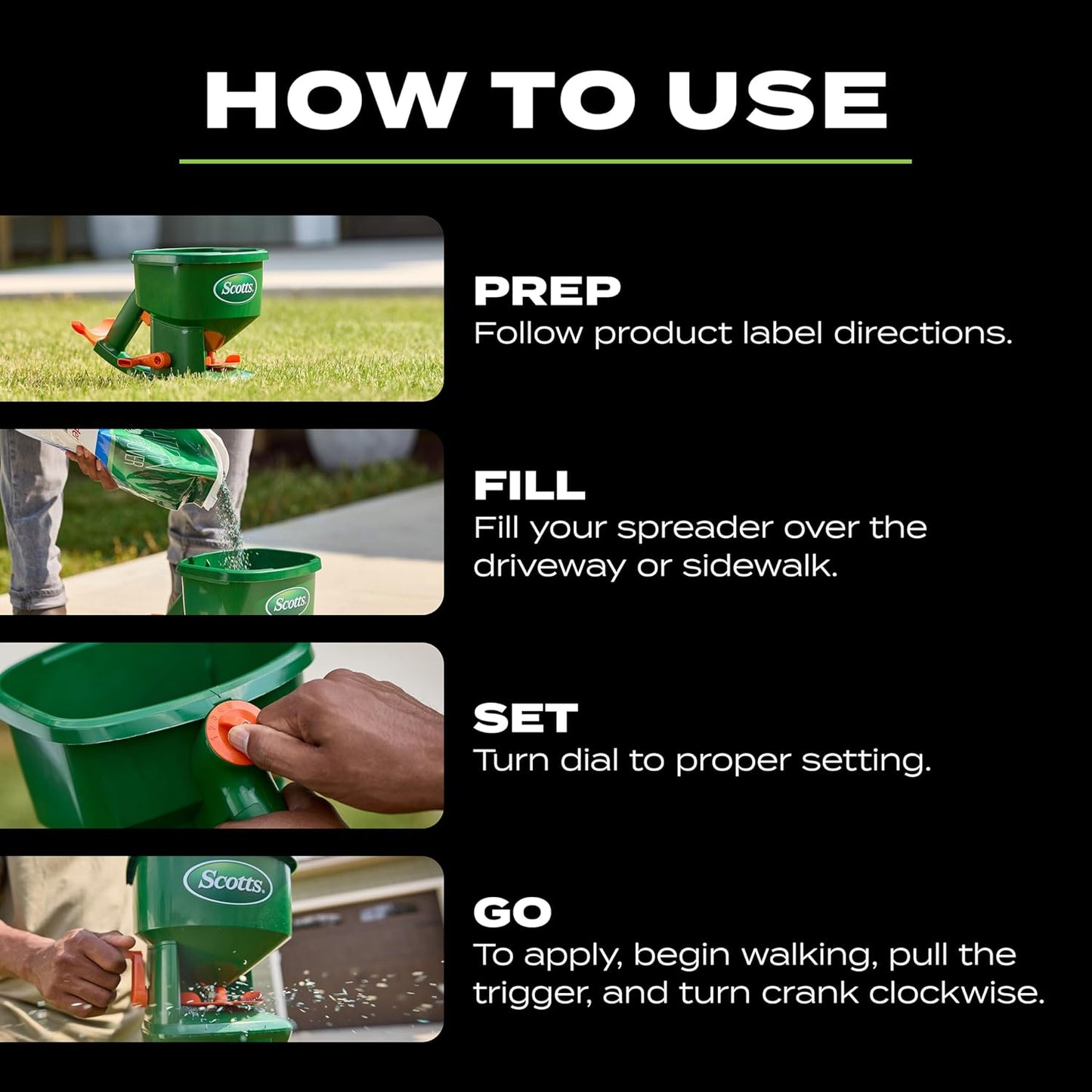 Scotts Whirl Hand-Powered Spreader - for Grass Seed, Lawn Fertilizers,