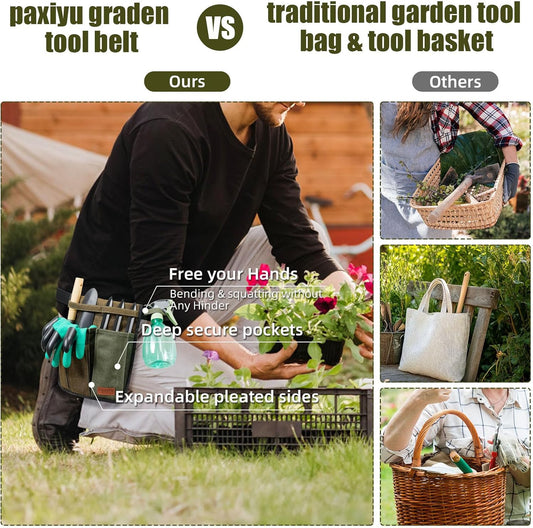 Garden Tool Belt for Men & Women, Denim Slim 4-Pocket Adjustable Garde