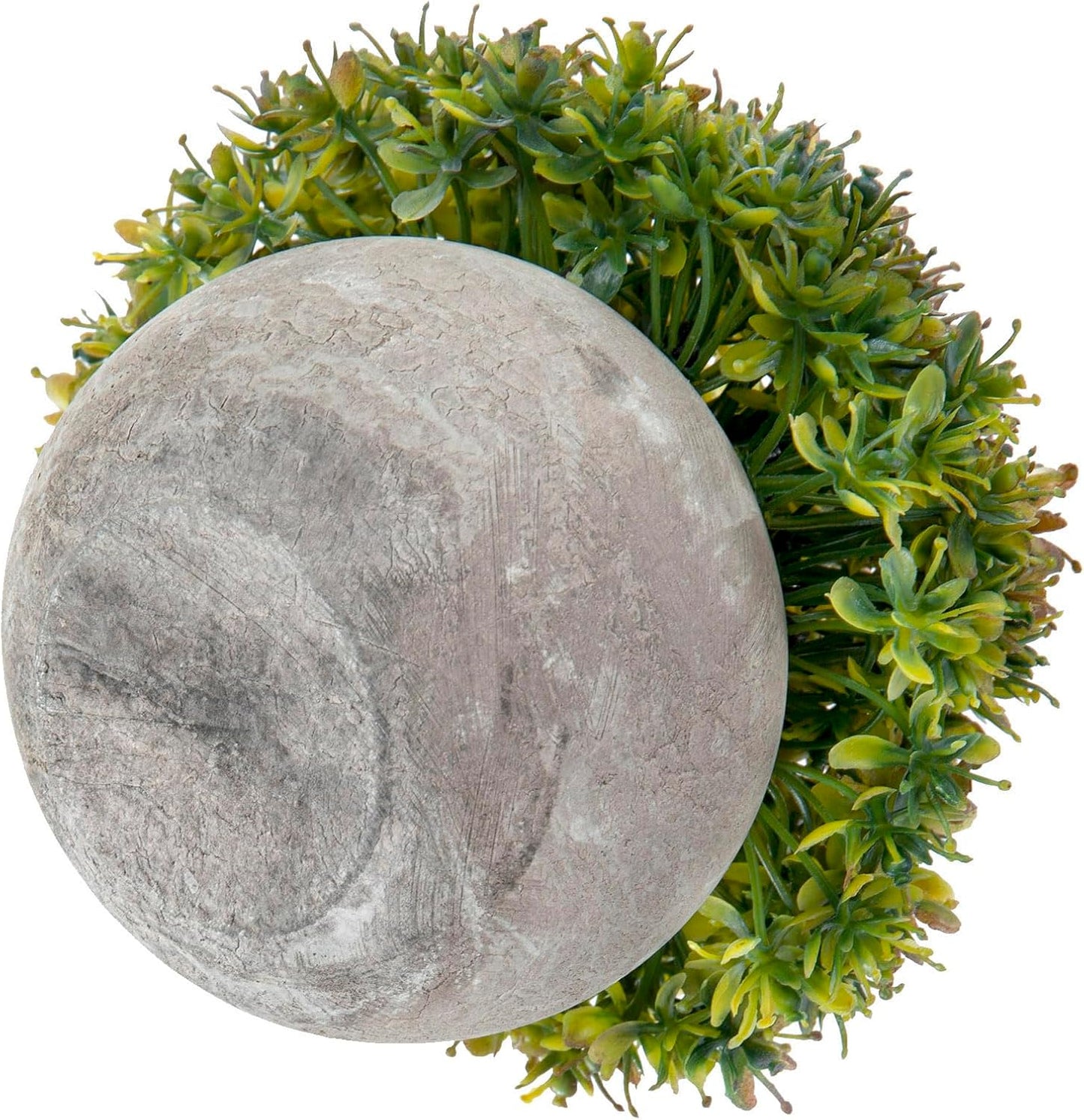 MyGift 5-Inch Artificial Topiary Ball Plant with Round Natural Paper Planter Pot – Small Faux Greenery Home and Office Desk Decoration
