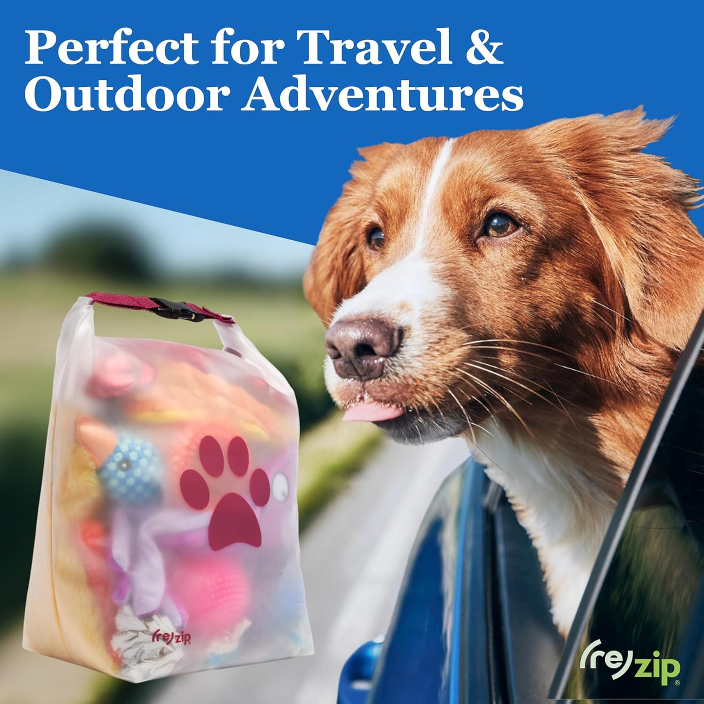 (re)zip Roll Top Pet Food Storage Bag (14-Cup) | BPA-Free, Food Grade,