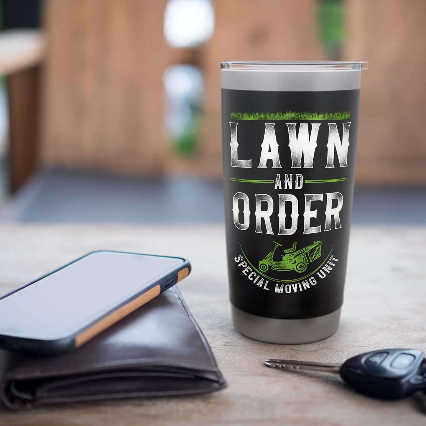 Lawn Mower Mowing Dad Father Landscaper Vintage Tractor Lawn Stainless Steel Insulated Tumbler