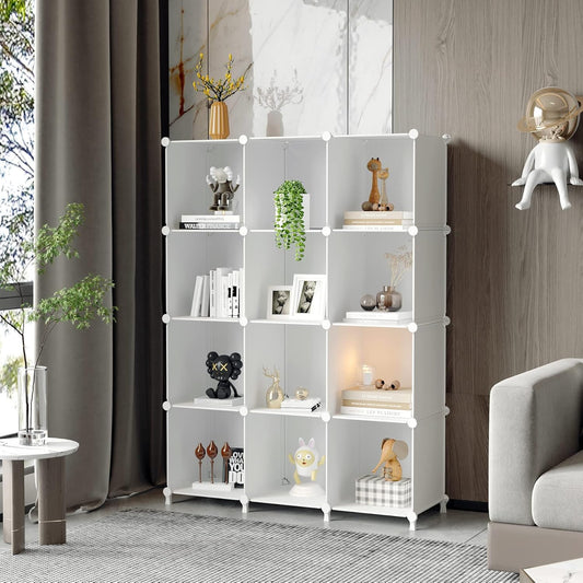 AWTATOS Cube Storage Organizer Storage 12 Cube Bookshelf DIY Plastic C