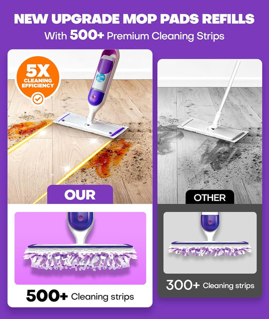 5X Cleaning Power Mop Refills for Swiffer Power Mop, 500+ Strips Multi