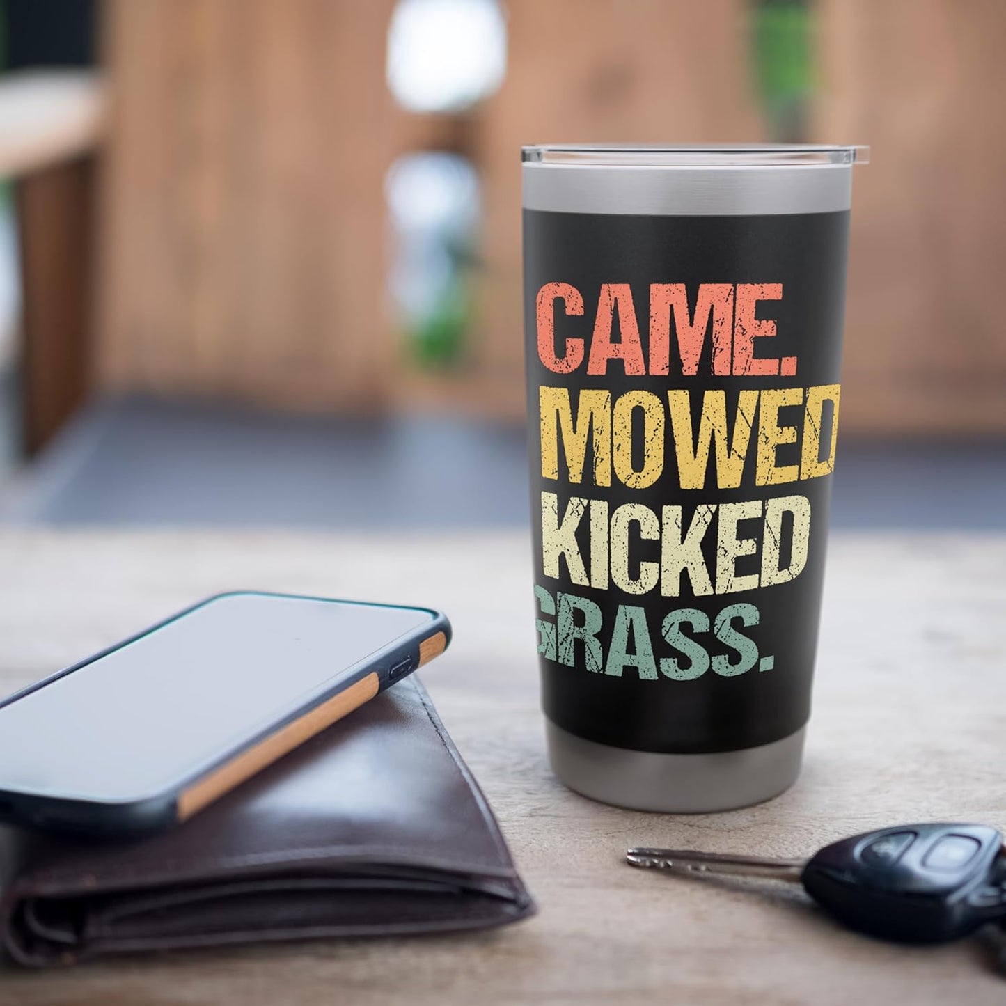 I Came I Mowed I Kicked Grass - Funny Landscaping Lawn Mower Stainless Steel Insulated Tumbler