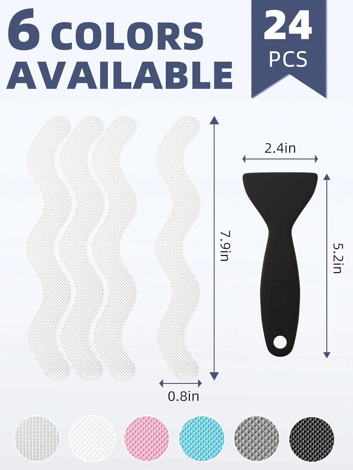 Patented Anti Slip Shower Stickers, Adhesive Decals Safety Strips with