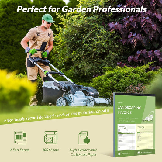 Professional Garden Invoice Receipt Book, Landscaping Invoice Book for