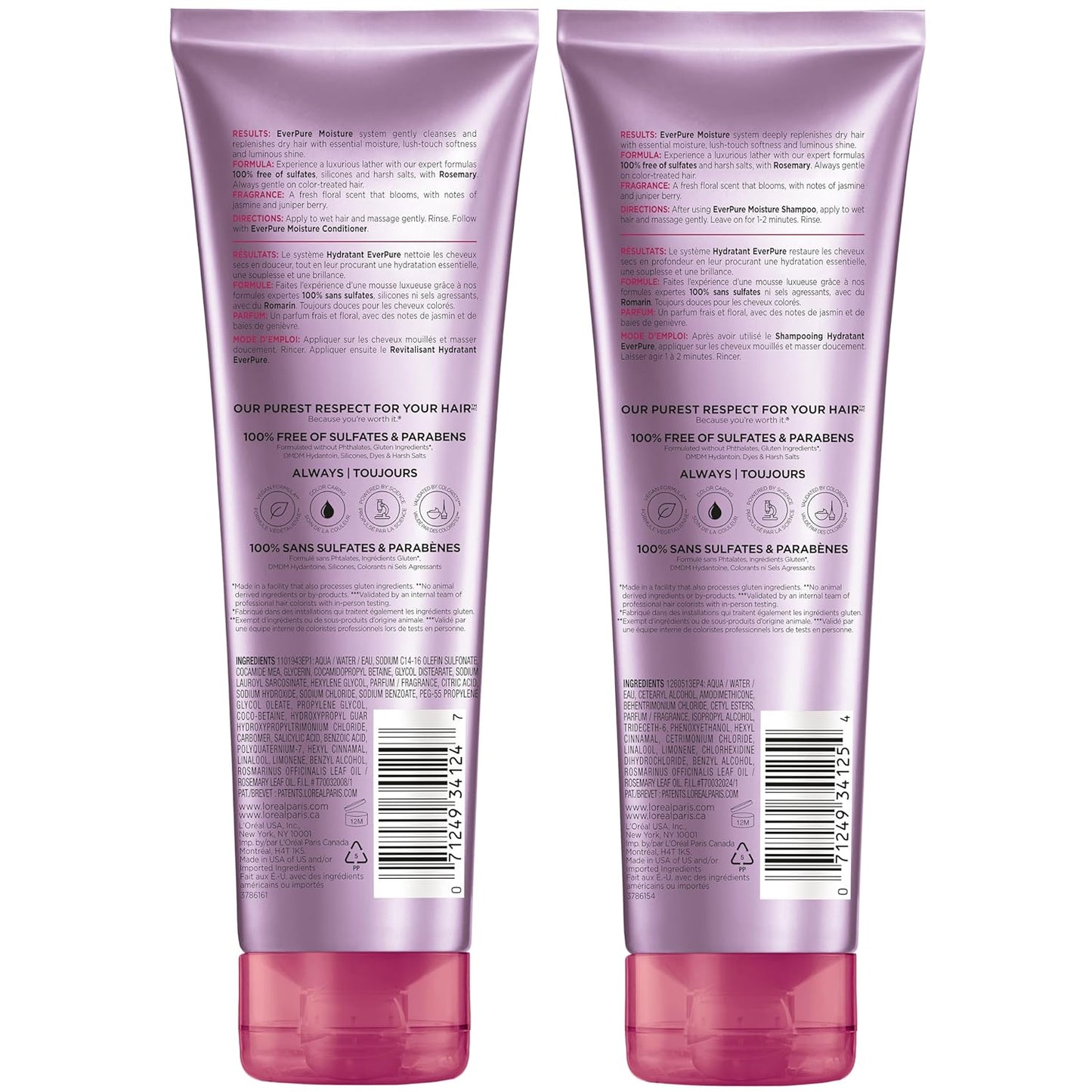 L'Oreal Paris Moisture Sulfate Free Shampoo and Conditioner Set, Hair