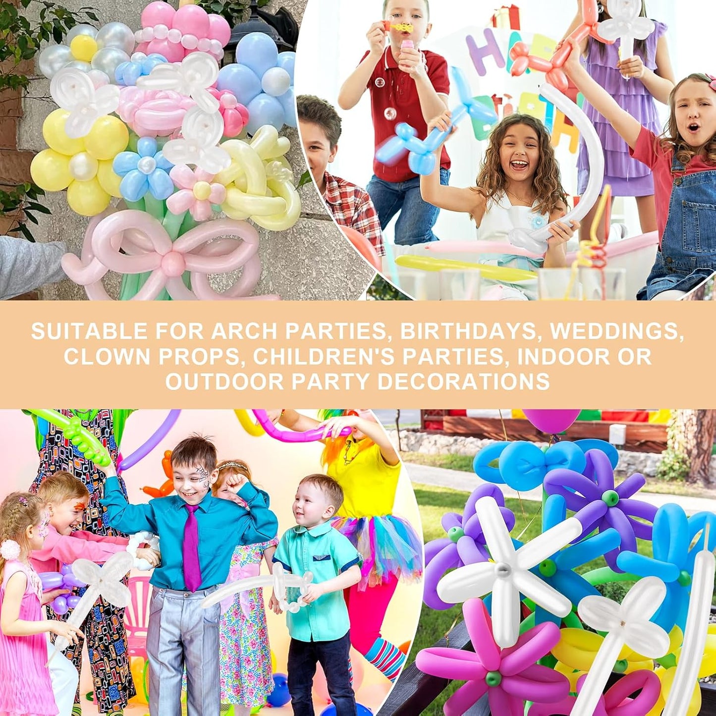 Clear 260 Balloons 100 PCS - Premium Long Skinny Latex Balloons for Animal Twisting, Beginners, Weddings & Birthdays Party Decorations