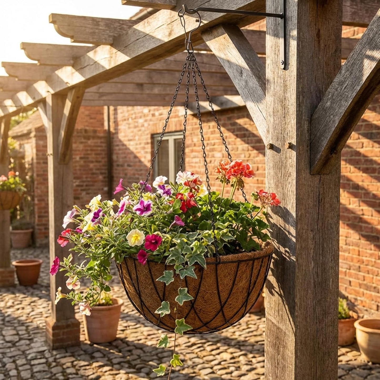 3 Pack 23 Inch Hanging Baskets Chains with Windproof Hooks, 4 Hanging