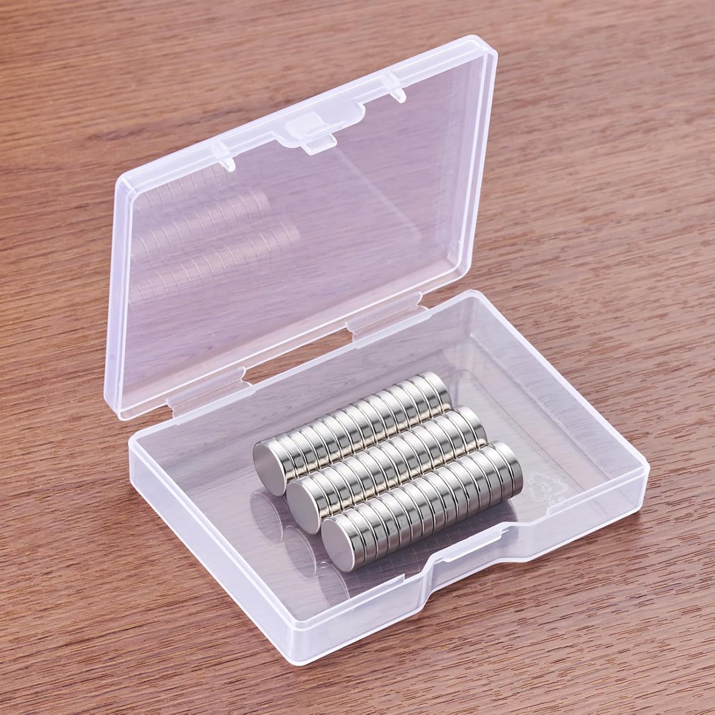 SMARTAKE 45 Pcs Refrigerator Magnets, 10x2.6mm Small Round Fridge Magnets, Multi-Use Premium Neodymium Office Magnets for Fridge, Whiteboard, Billboard in Home, Kitchen, Office and School (Silver)