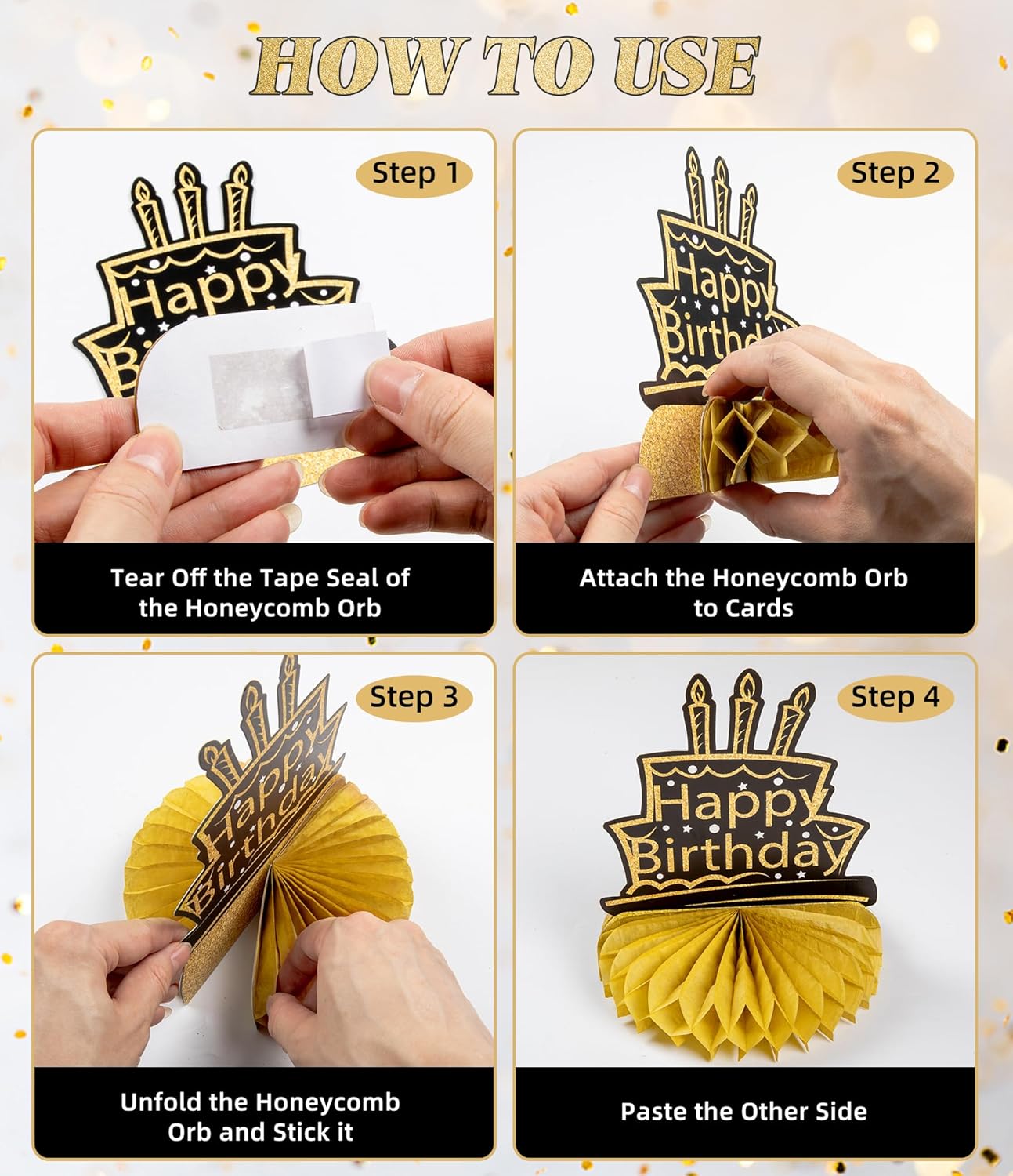 9 Pcs 50th Birthday Decoration for Men Women 50th Birthday Table Decorations Cheers to 50th Birthday Honeycomb Centerpieces Table Topper Black and Gold 50th Birthday Party Favors