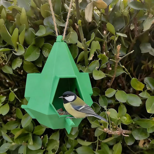 House Bird Feeder | Hangable Food Station - Roof Design Easy Refill Decorative Bird Feeders - for Adults Elderly Hummingbird Finch Viewing Outside Yard Balcony