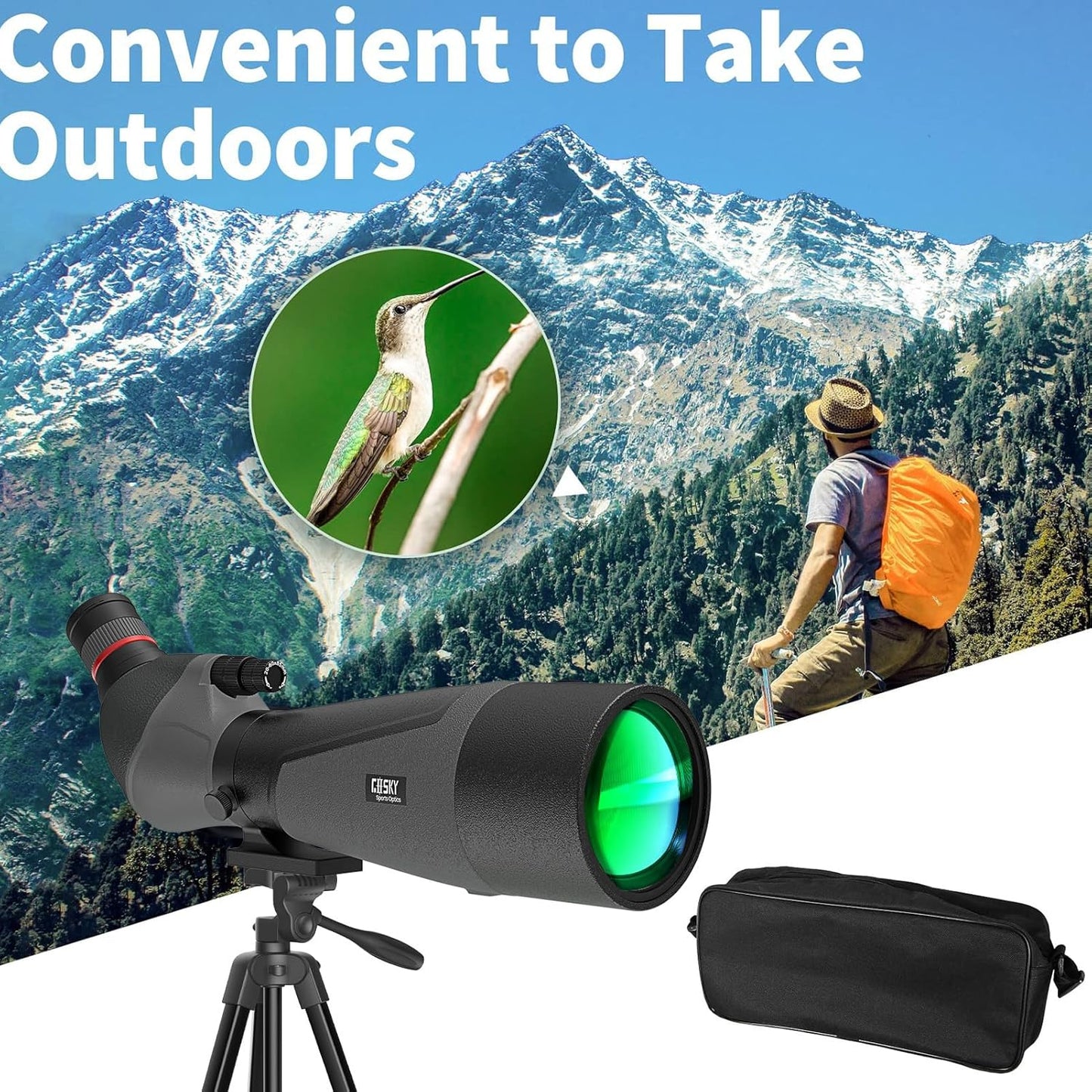 Gosky 20-60x85 Spotting Scope with Full Size Tripod, Phone Adapter and