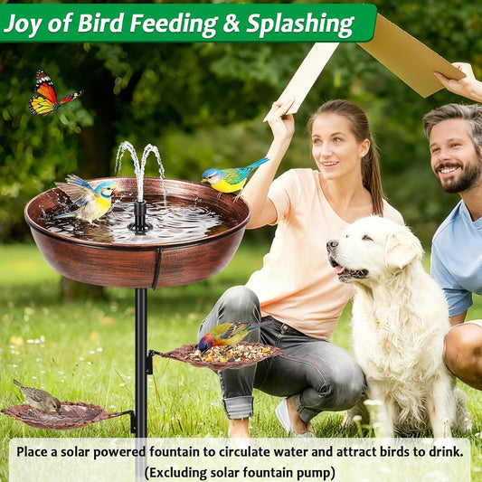 Metal Bird Bath for Outdoor - Garden Bird Bath with Removable Bowl Heavy-Duty Base, Winter Birdbath Feeder Rust-Proof Birdbaths for Garden Yard Lawn Decor, Easy to Install(Bronze)