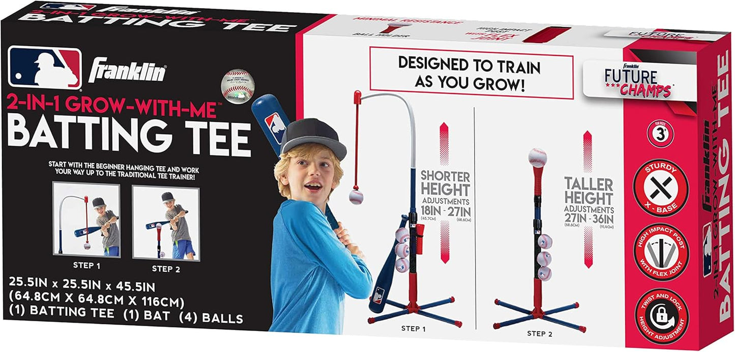 Franklin Sports Grow-with-Me Kids Baseball Batting Tee + Stand Set for