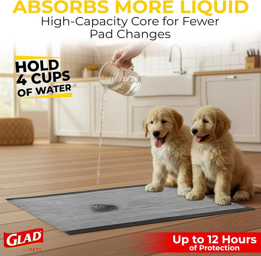 Glad for Pets Extra Large Charcoal Dog Training Pads, Absorbent Leak P