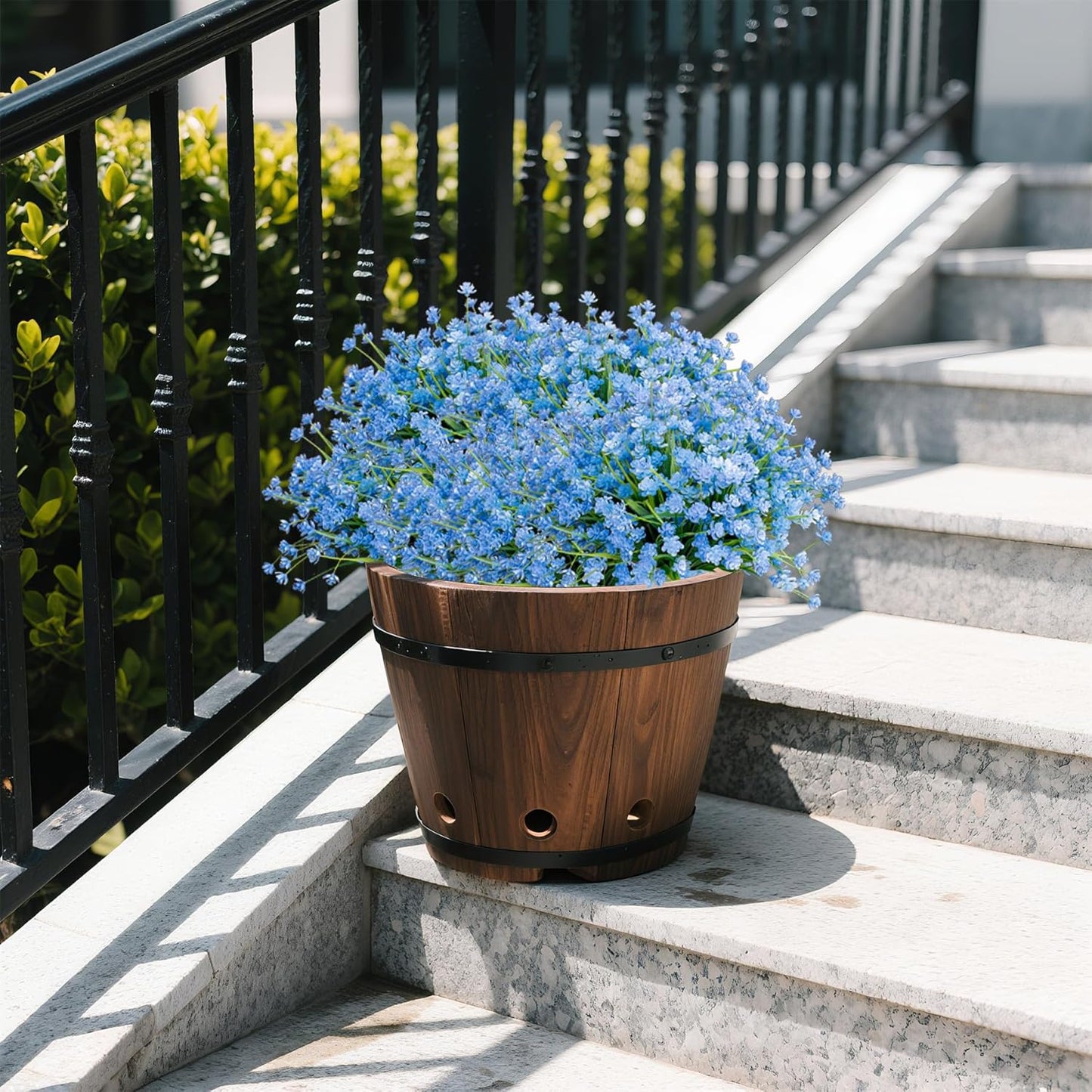 Artificial Flowers for Outdoors, 12 Bundles Fake Outdoor Flowers, Blue Artificial Flowers with Stems, Fake Flowers for Planters, UV Resistant Outdoor Flowers, Garden Porch Window Box Décor