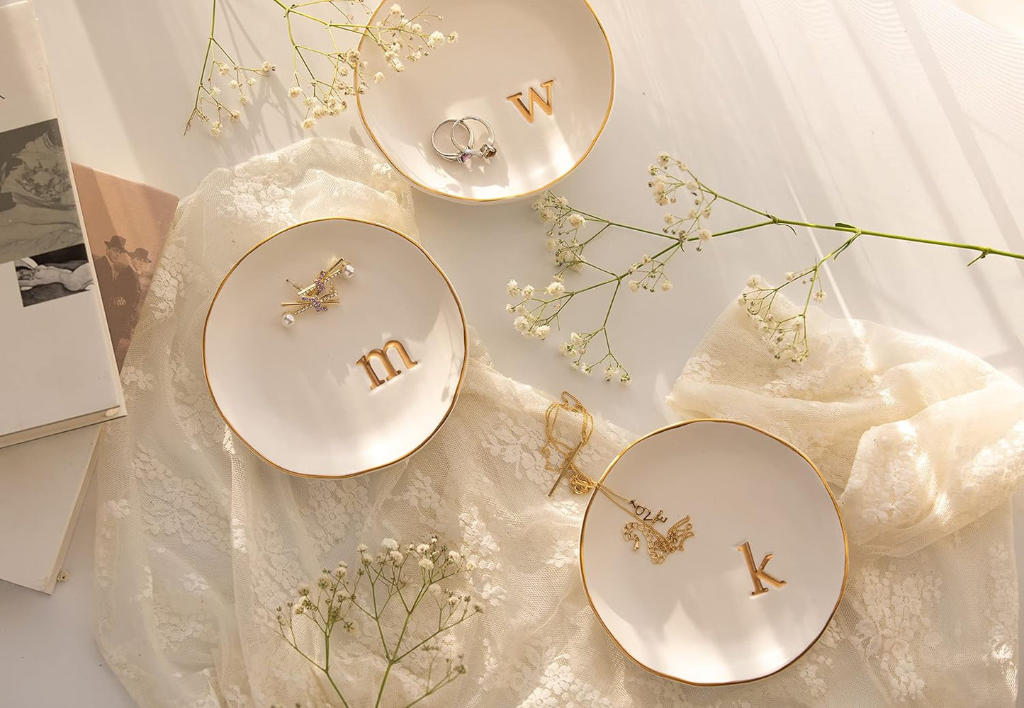 COLLECTIVE HOME - Ceramic Jewelry Tray, Decorative Trinket Dish for Ri
