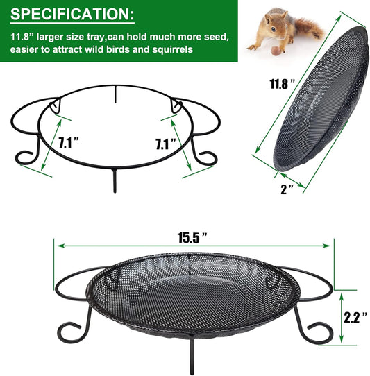 Upgraded Ground Platform Bird Feeder Tray,11.8” Stainless Steel Large