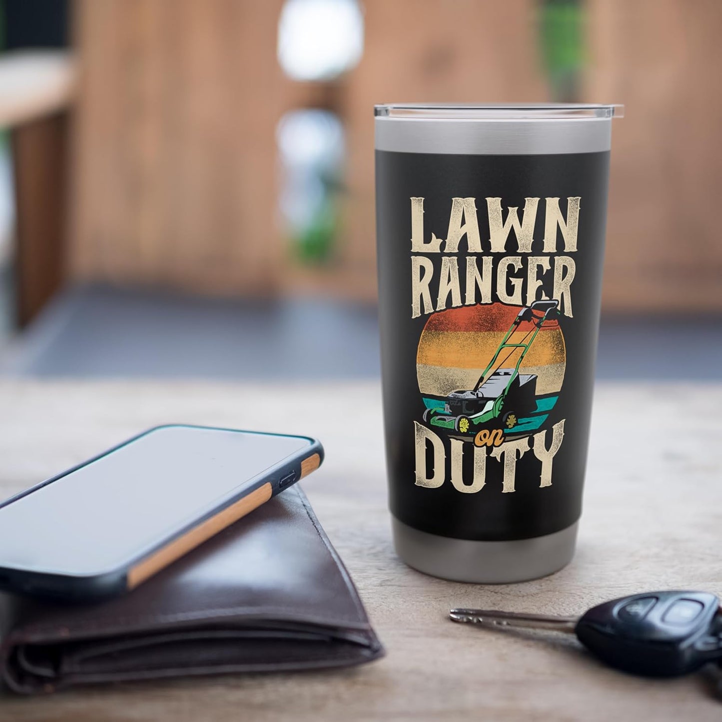 Lawn Ranger On Duty Grass Cutting Landscaping Gardener Stainless Steel Insulated Tumbler